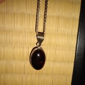 Amber pendant necklace w/ silver from Mexico